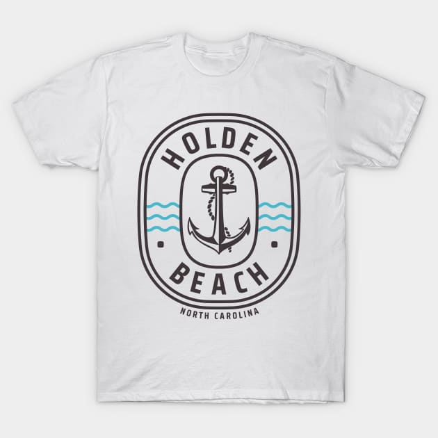 Holden Beach, NC Anchor Ocean Waves T-Shirt by Contentarama